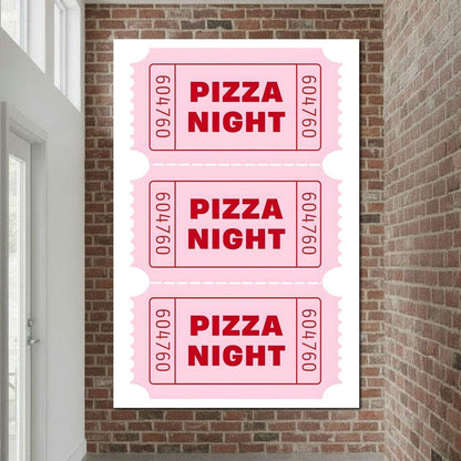 Retro Pizza Night Raffle Tickets Canvas Wall Art