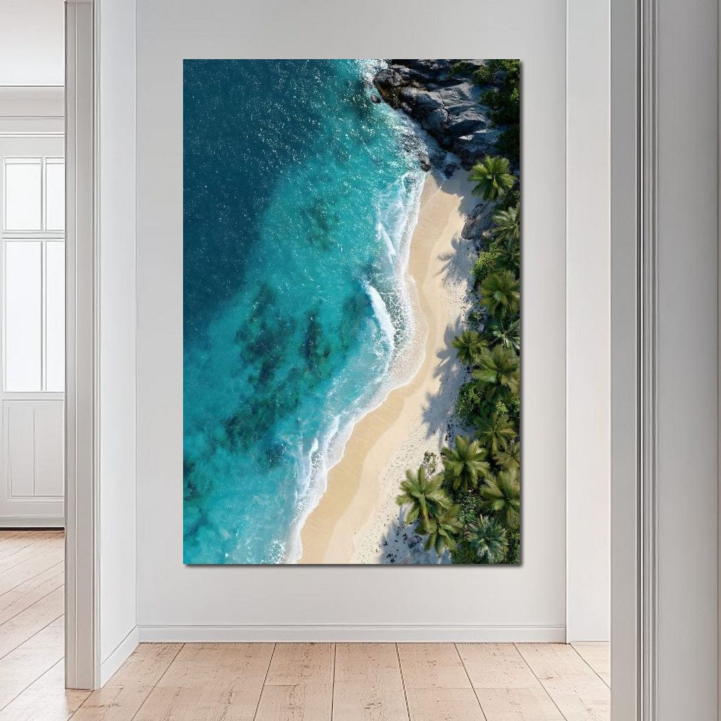 Tropical Cove Aerial Shoreline Canvas Wall Art