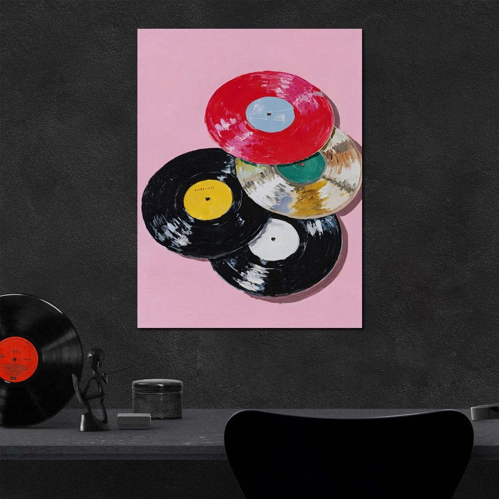 Retro Vinyl Record Pop Splash Canvas Wall Art