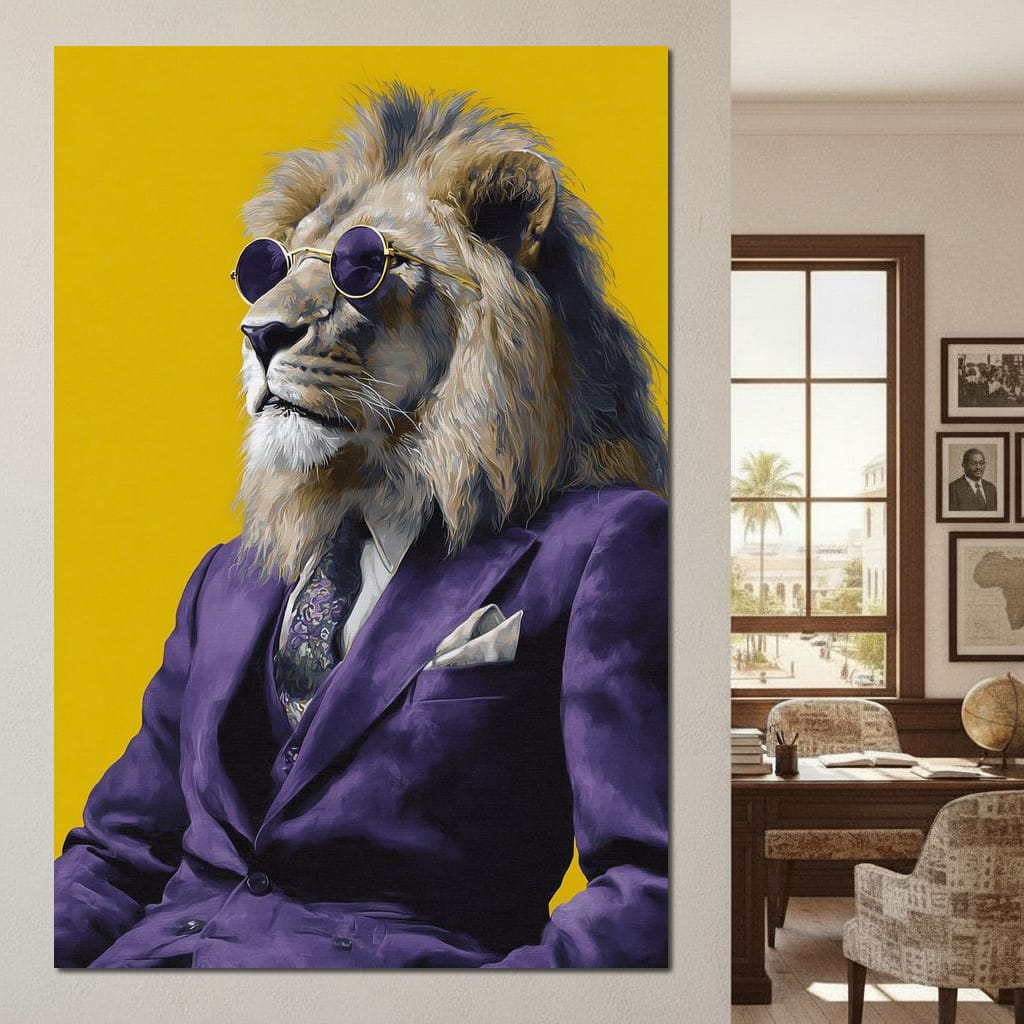 Regal Lion Boss Violet Suit Canvas Wall Art