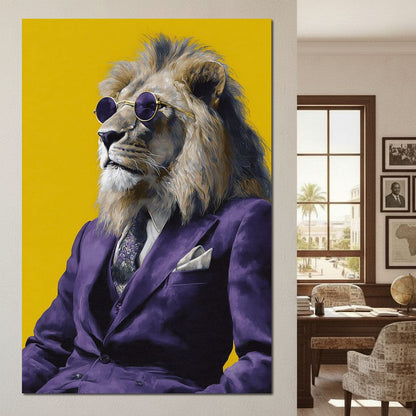 Regal Lion Boss Violet Suit Canvas Wall Art