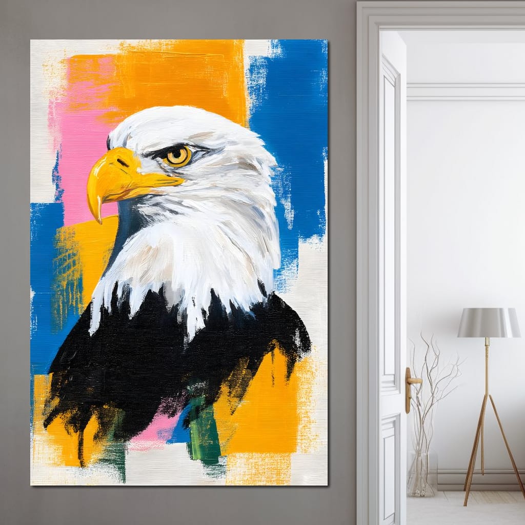Bold Eagle Pop Portrait Canvas Wall Art
