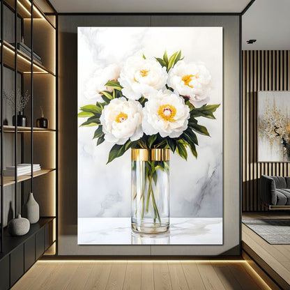Opulent Peony Elegance Canvas Wall Art