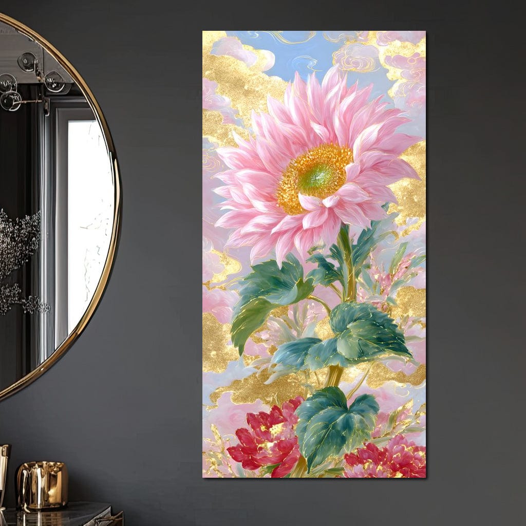 Golden Petal Reverie Blooming Canvas Wall Art