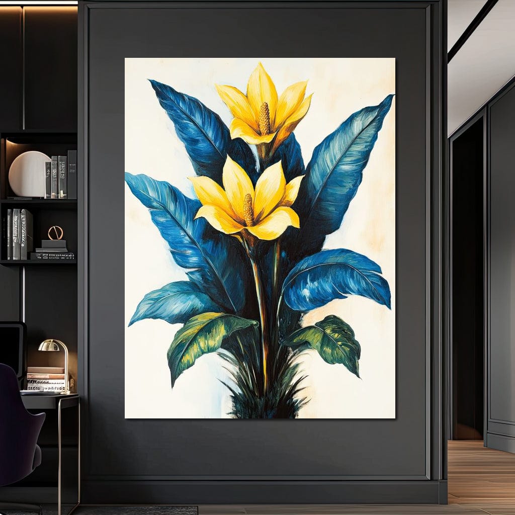 Golden Petals Tropical Elegance Canvas Wall Art