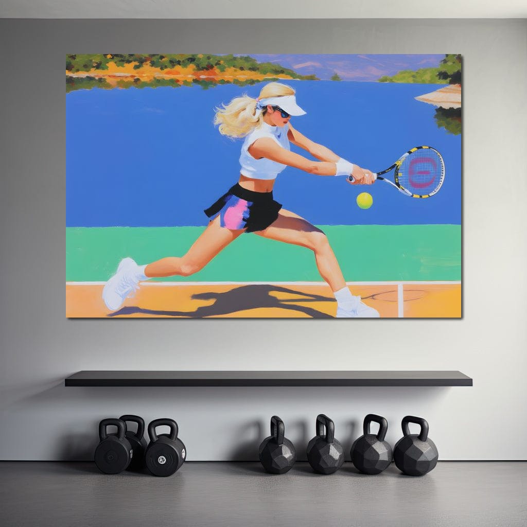 Summer Lakecourt Tennis Rally Canvas Wall Art