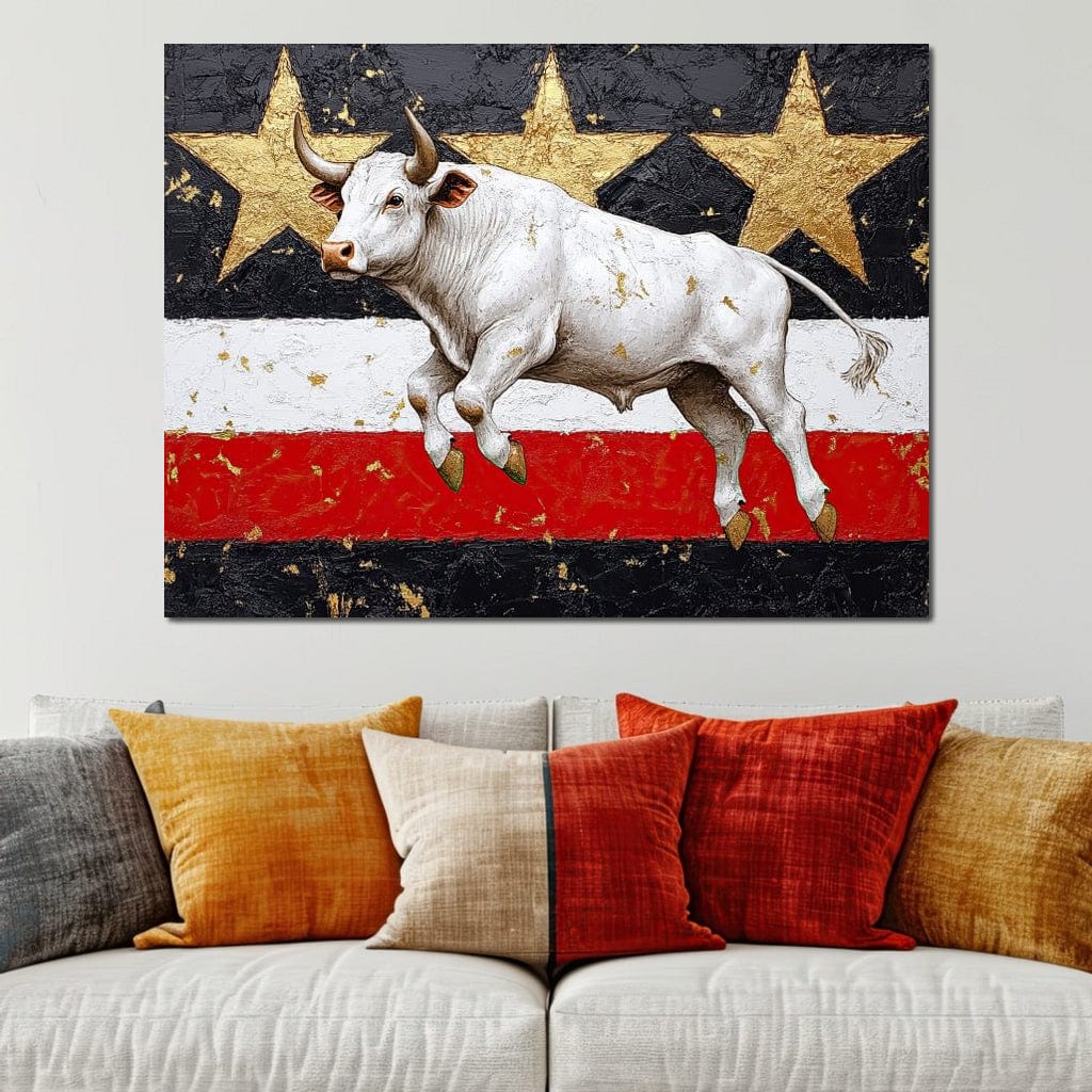 Bull Odyssey Across Stars Canvas Wall Art