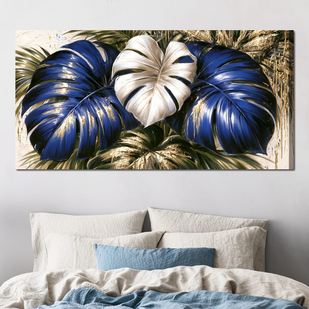 Gilded Foliage Under Midnight Light Canvas Wall Art