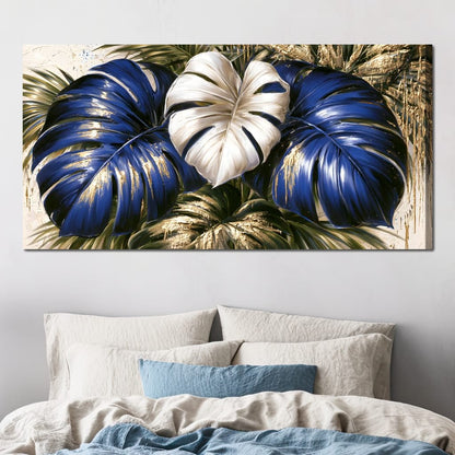 Gilded Foliage Under Midnight Light Canvas Wall Art