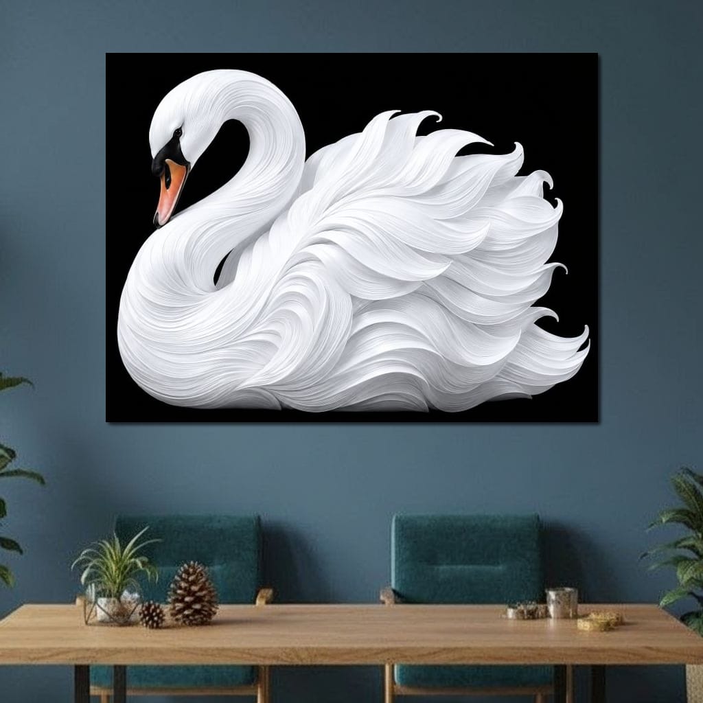 The Alabaster Swan Unfurled Canvas Wall Art