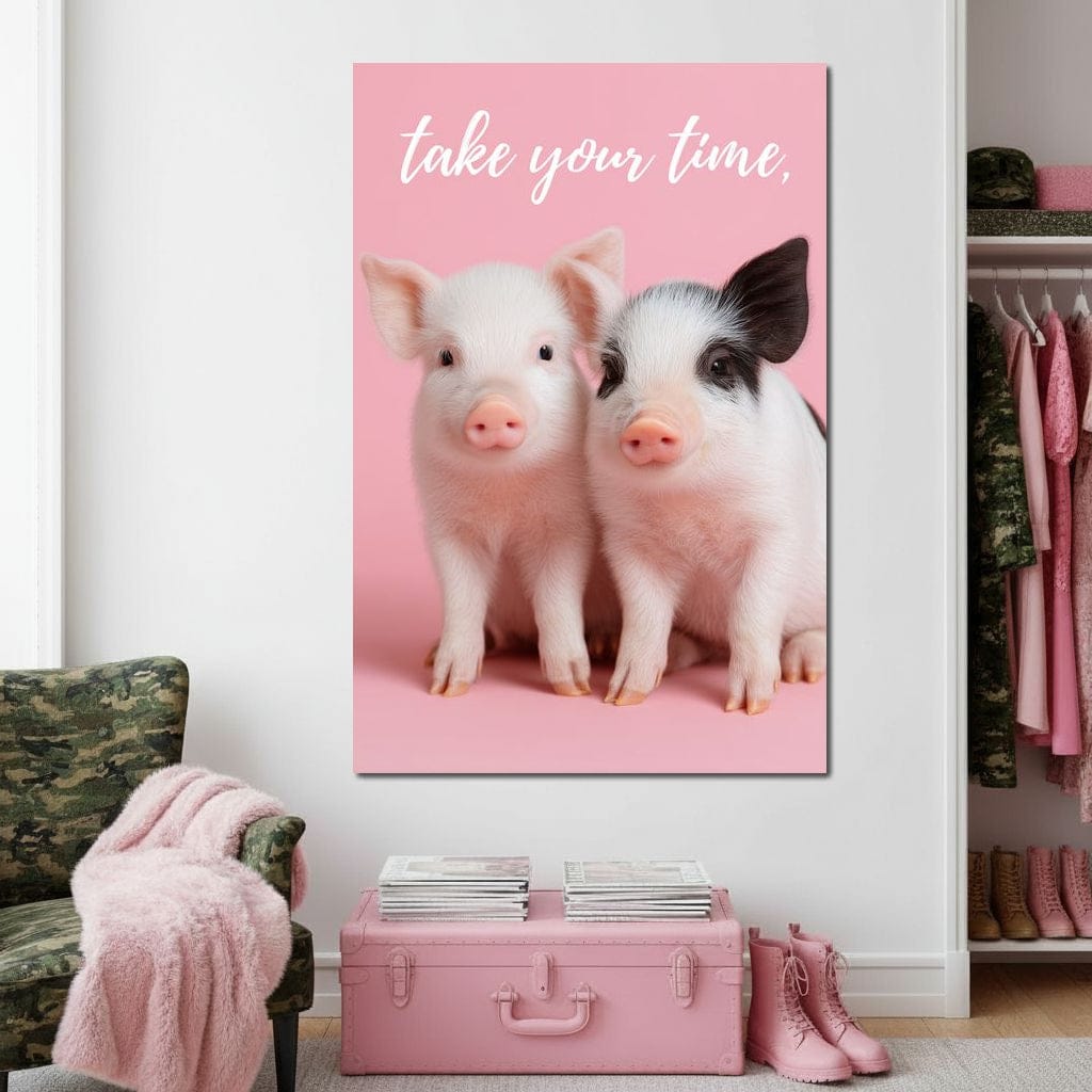 Take Your Time Piglet Pals Canvas Wall Art