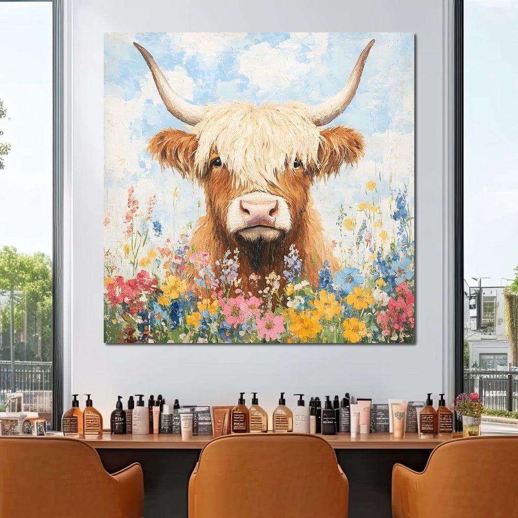 Highland Bloom Encounter Canvas Wall Art