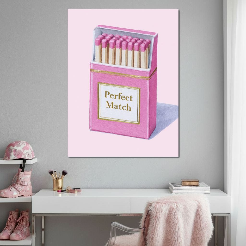 Perfect Match Pink Matchbox Canvas Wall Art