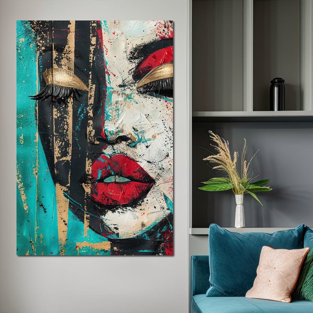 Golden Gaze Through Turmoil Canvas Wall Art