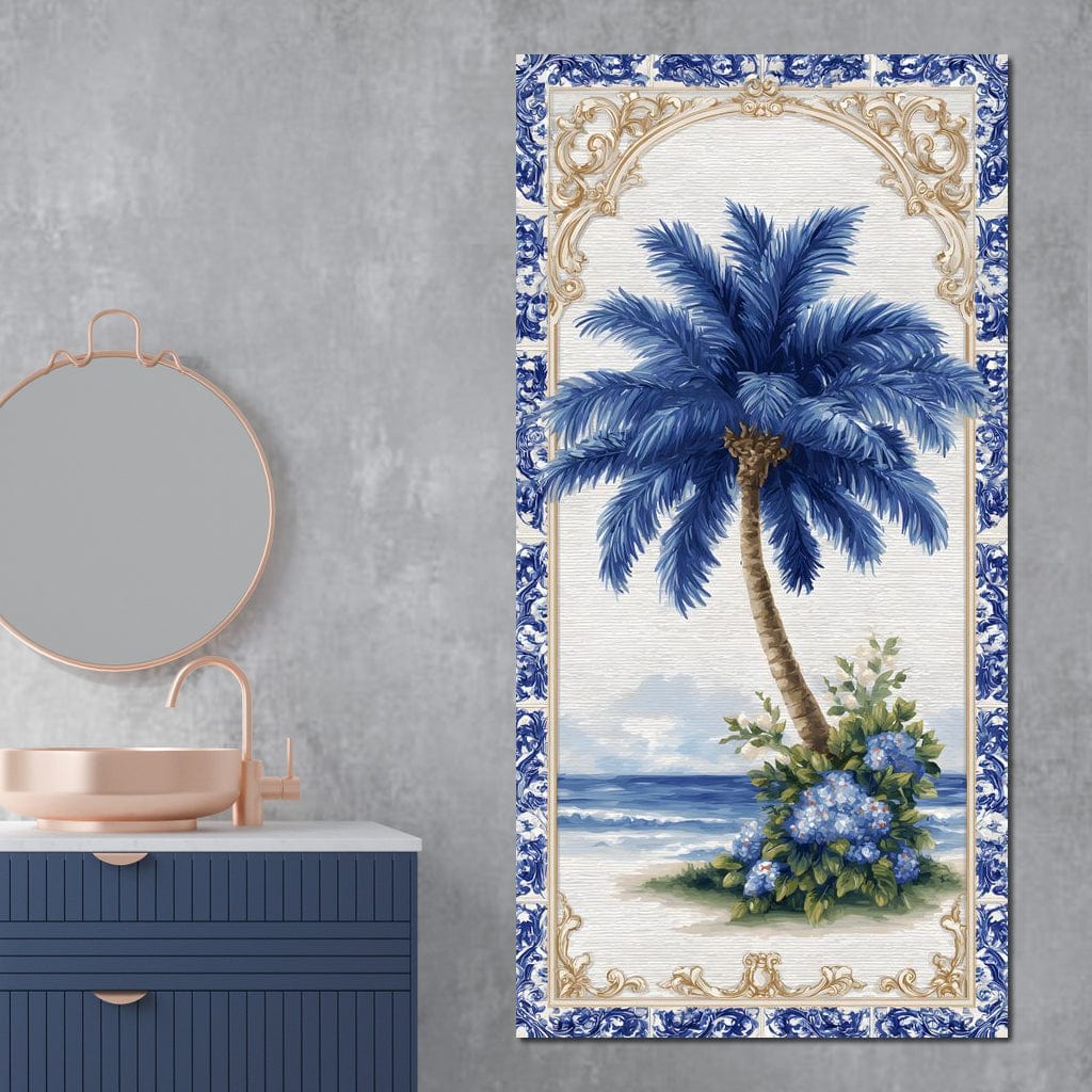Coastal Blue Palm Reverie Canvas Wall Art
