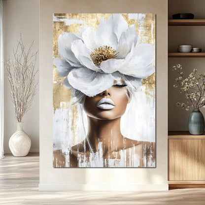 Petals of Golden Elegance Canvas Wall Art