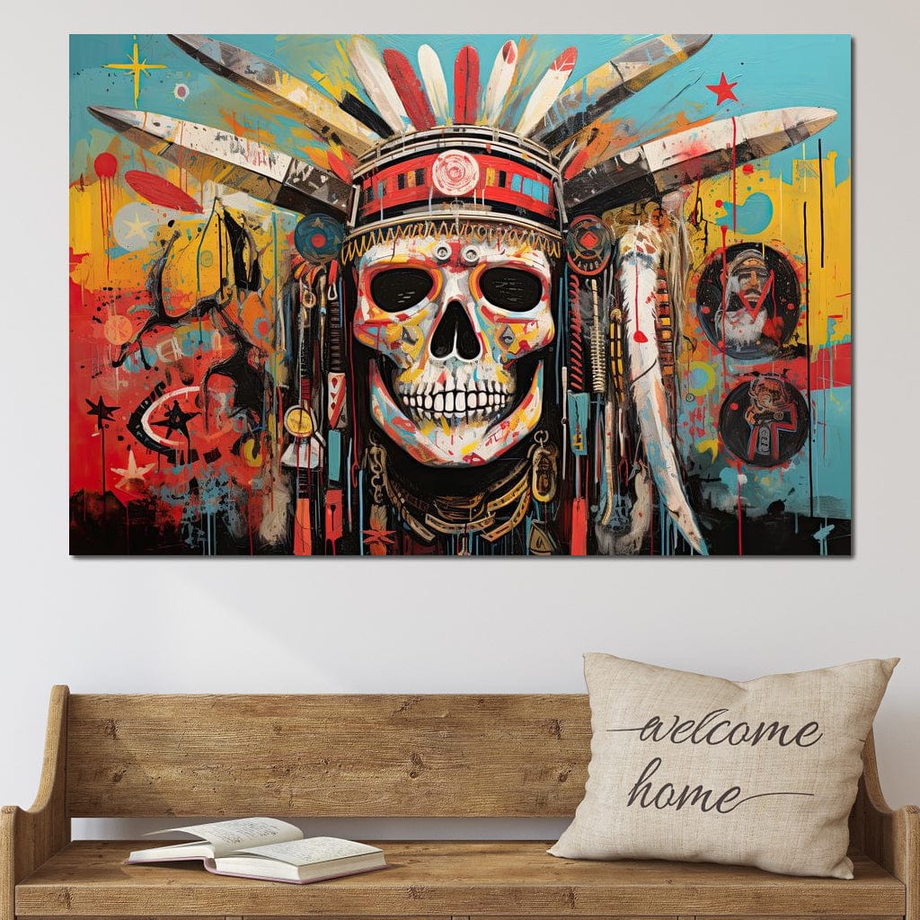 Tribal Echoes in Technicolor Canvas Wall Art