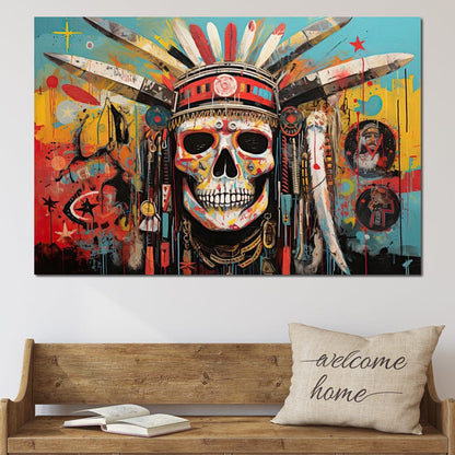 Tribal Echoes in Technicolor Canvas Wall Art