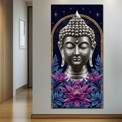 Buddha Lotus Radiance Under Stars Canvas Wall Art