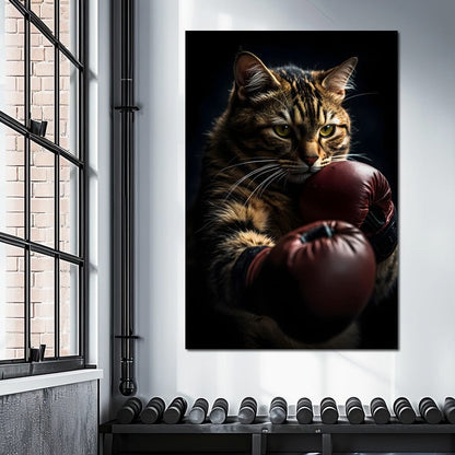 Cat Pugilist Canvas Wall Art