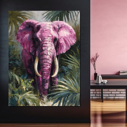 Magenta Elephant Jungle Glory Canvas Wall Art