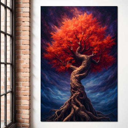 Fiery Crown of the Ancient Tree Canvas Wall Art