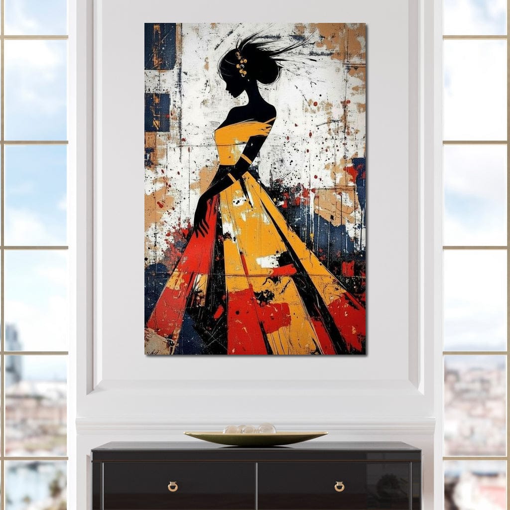 Women in Yellow Dress Canvas Wall Art