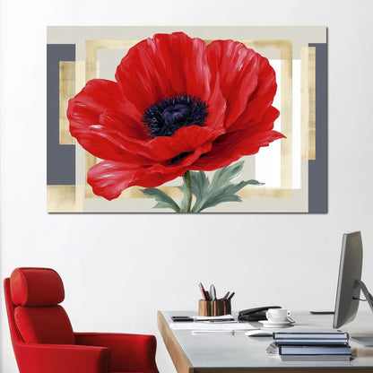 Bold Poppy Bloom Portrait Canvas Wall Art