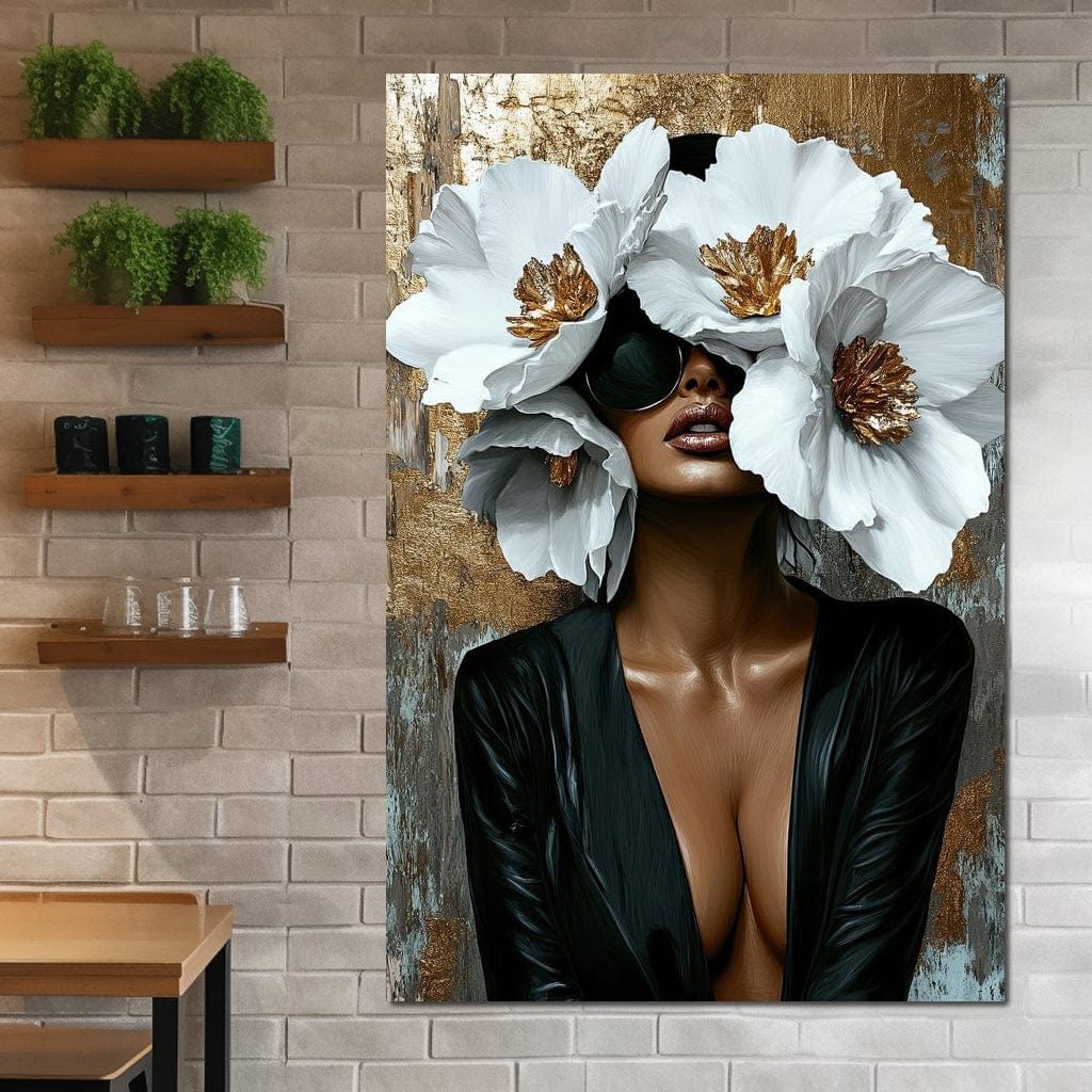 Golden Elegance Floral Expression Canvas Wall Art
