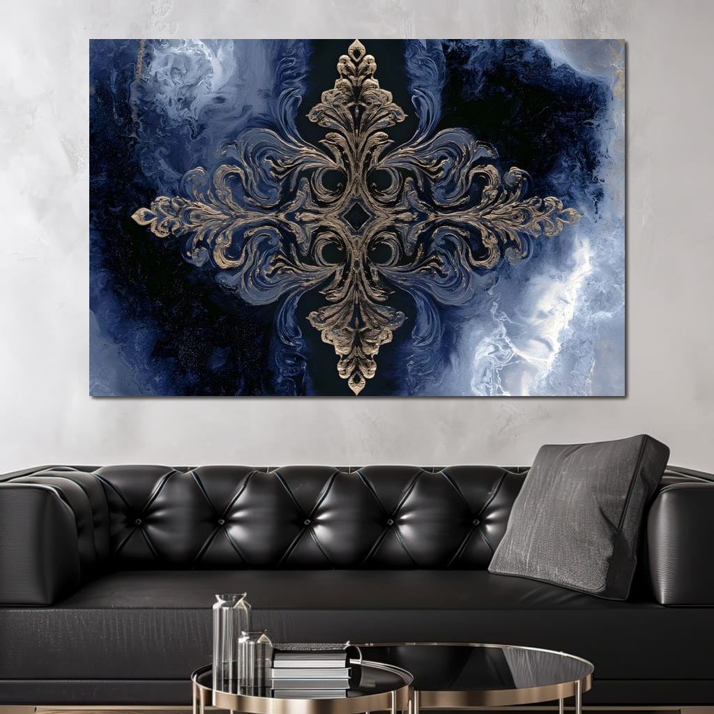 Gilded Blue Reverie Canvas Wall Art