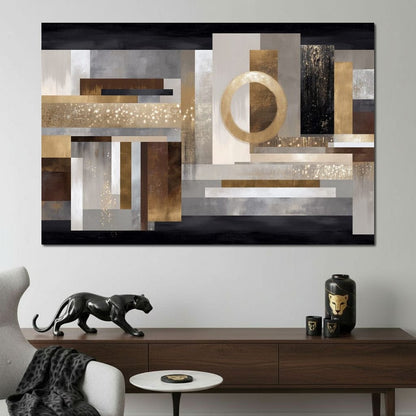 Gilded Geometry Nightfall Canvas Wall Art