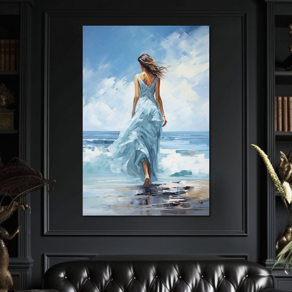 Azure Serenity Stroll Canvas Wall Art