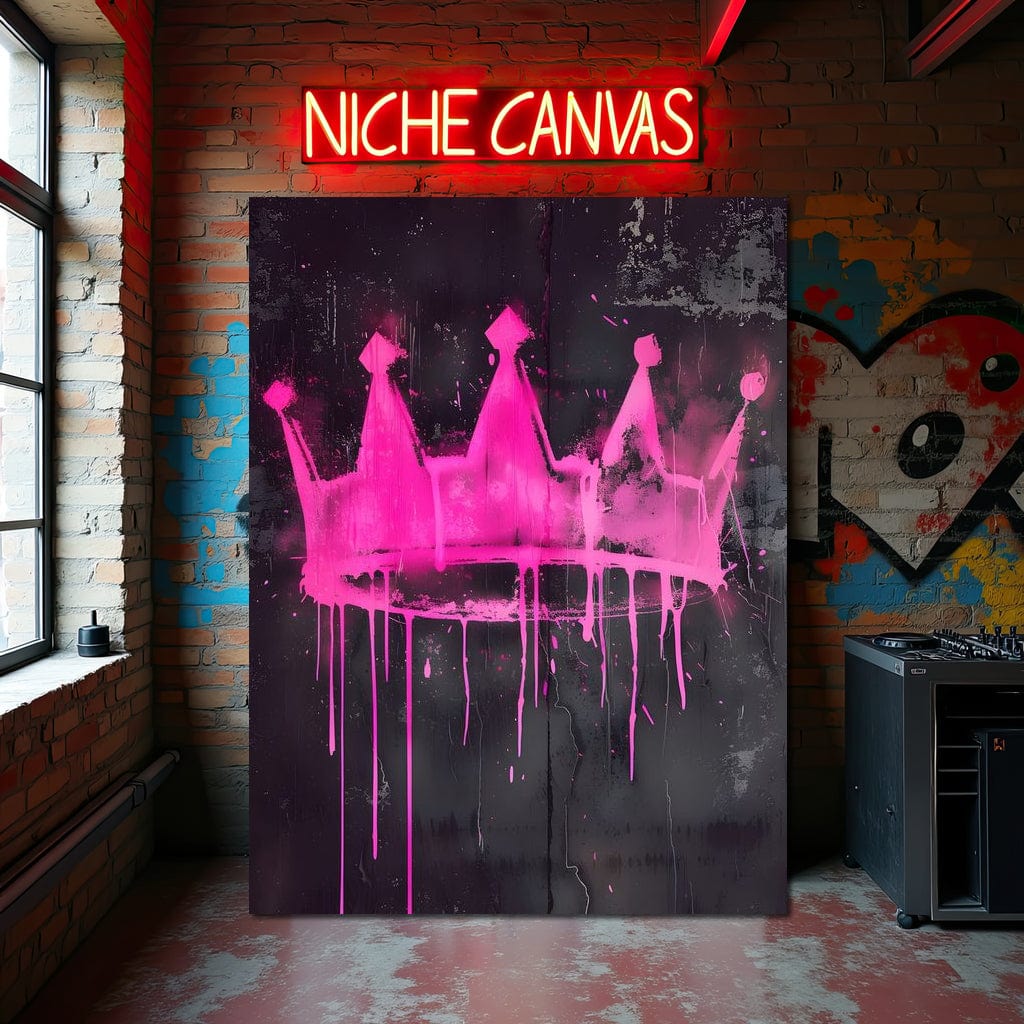 Pink Crown Graffiti Canvas Wall Art