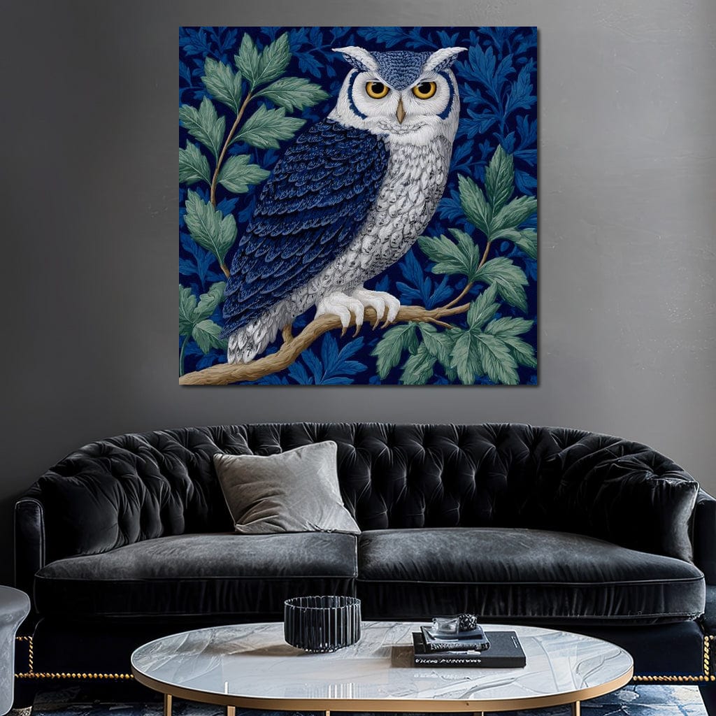Majestic Owl Among Leaves Canvas Wall Art