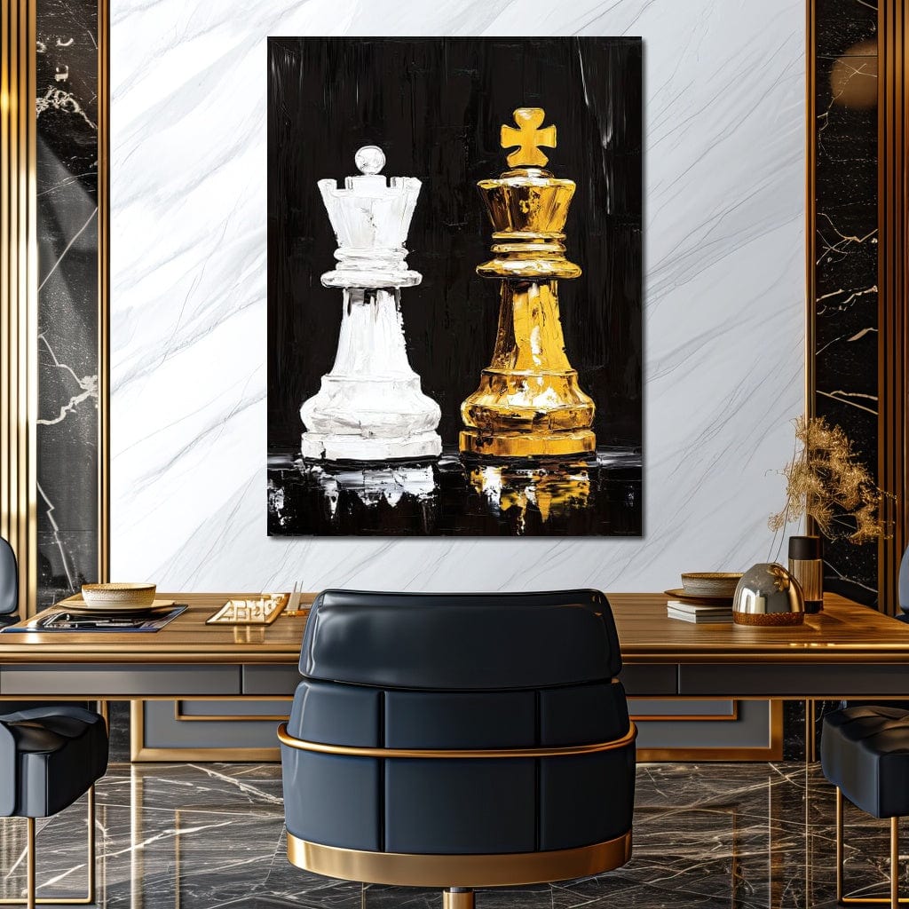 Regal Duel Monochrome Majesty Canvas Wall Art