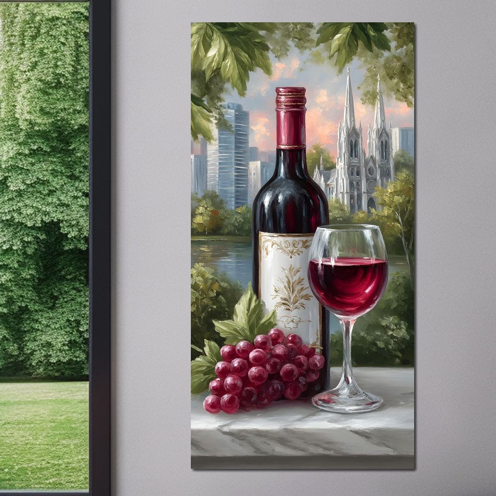 Wine Reflections Cityscape Elegance Canvas Wall Art