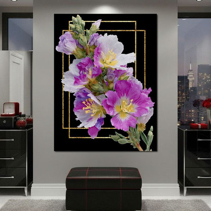 Golden Frame Petal Radiance Canvas Wall Art