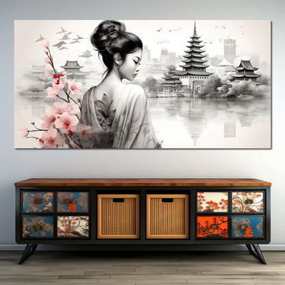 Ethereal Geisha Serenity Canvas Wall Art