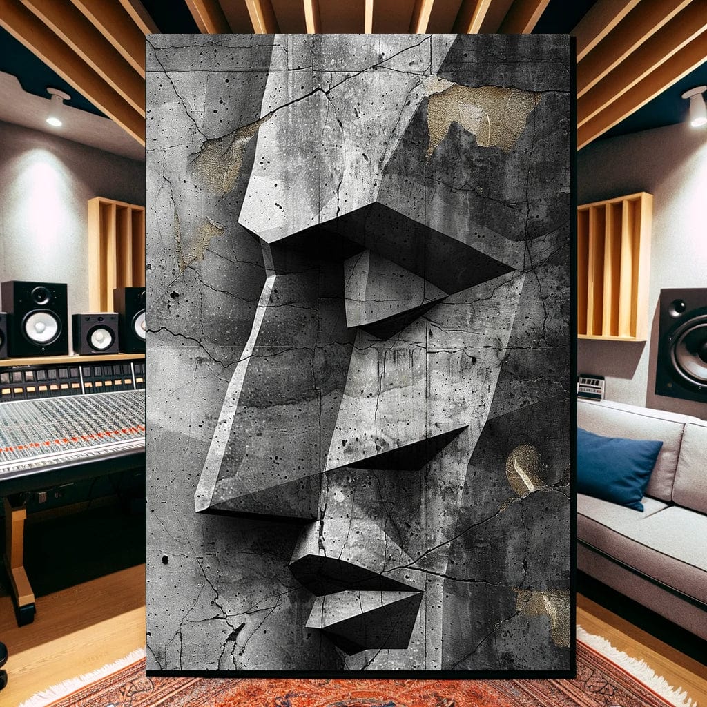 Monochrome Geometric Echoes Canvas Wall Art