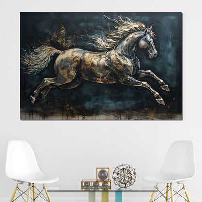 Gilded Running Horse Canvas Wall Art