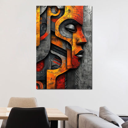 Metallic Face Labyrinth Illusion Canvas Wall Art