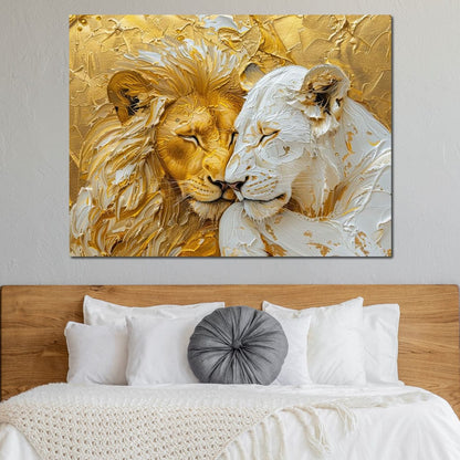 Golden Solitude and Ivory Peace Canvas Wall Art