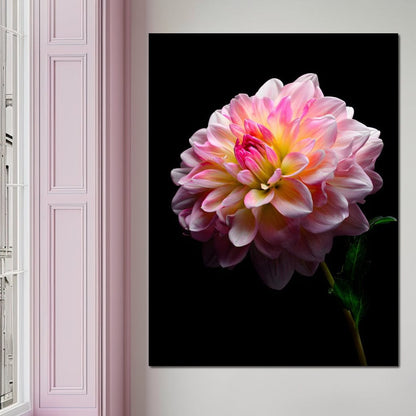 Radiant Dahlia Petals Macro Glow Canvas Wall Art