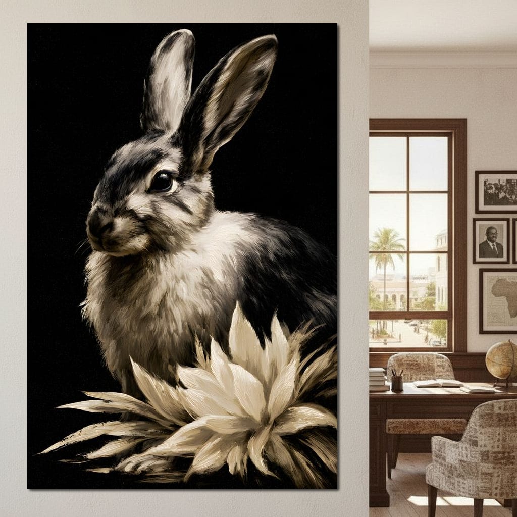 Quiet Contemplation Of The Wild Hare Canvas Wall Art