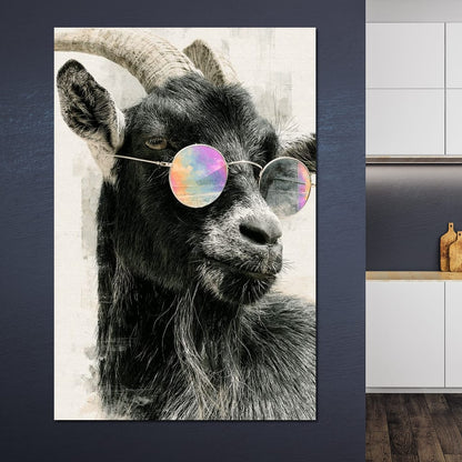 Stray Goat With A Painted Perspective Canvas Wall Art