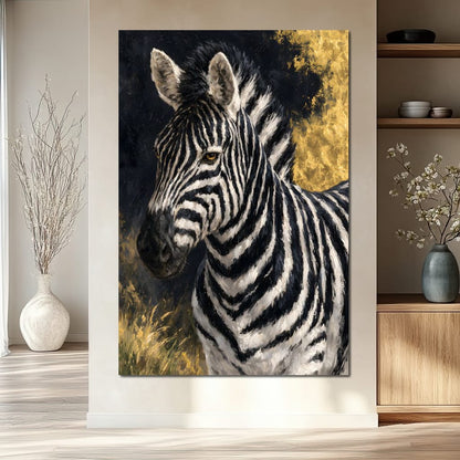 Golden Stripes of the Midnight Plains Canvas Wall Art