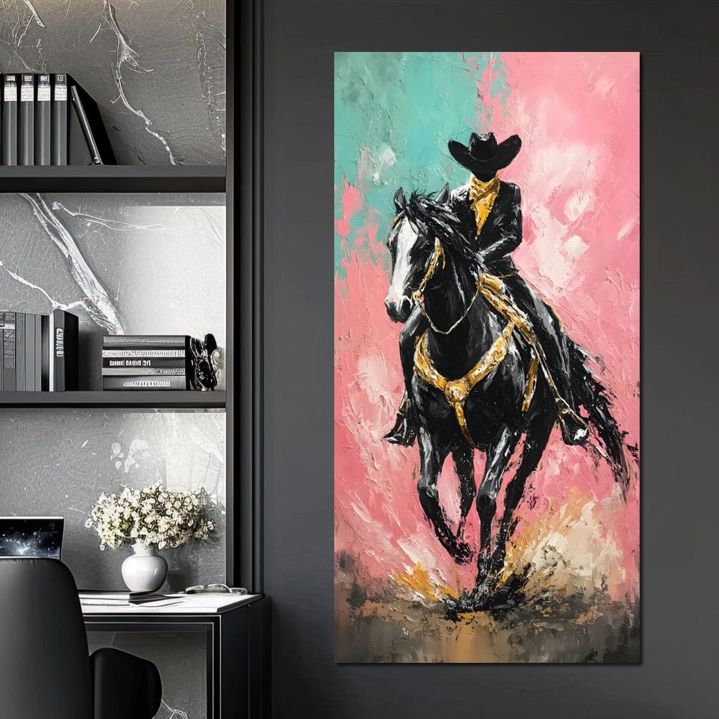 Galloping Western Stallion Energy Canvas Wall Art
