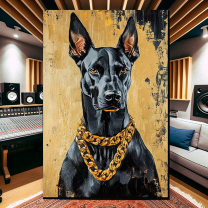 Bold Dog in Gold Canvas Wall Art