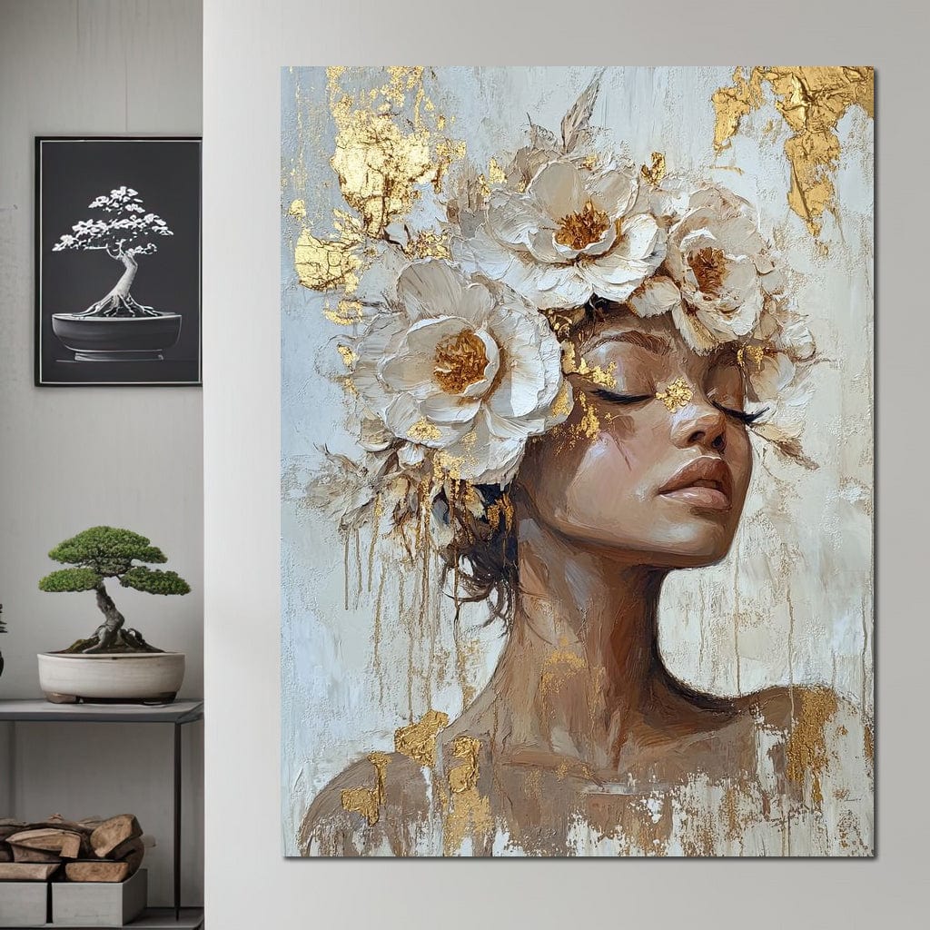 Golden Blossom Dream Essence Canvas Wall Art
