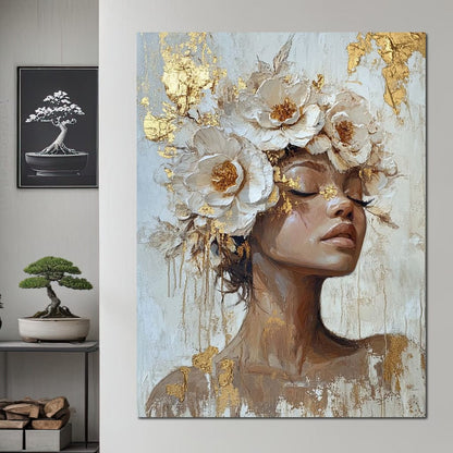 Golden Blossom Dream Essence Canvas Wall Art